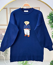 Oversize ,Yumuşak Standart Beden Teddy ,Ayıcıklı Lacivert Kazak (yeni))
