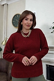 Yumuşacık,Sıcacık Triko Trend Kazak,Bordo