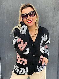 Yazılı Hırka Triko