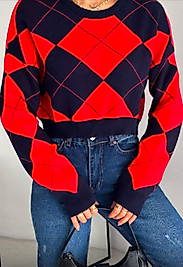 Baklava  Crop Kısa Kazak Krm.