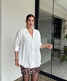 Oversize Pamuk Gömlek Beyaz