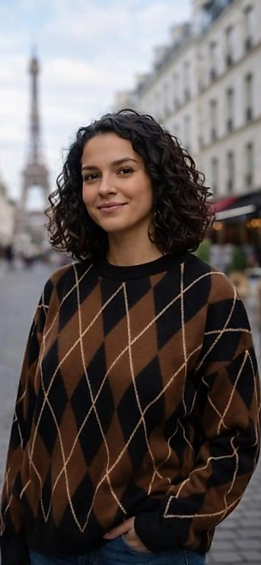 Baklava Desen Kazak ,Koyu Kahve