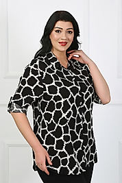 Büyük Beden Viskon Dokuma Gömlek Siyah Desenli (56 -64 )