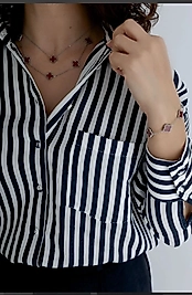 Zara Muadil Oversize Lacivert Çizgili Gömlek