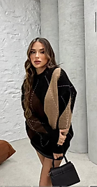 Kazak Triko Baklava Desen  Kahverengi