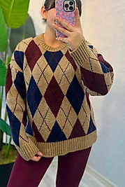 Baklava Desen Kazak  Kahverengi