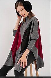 Oversize,Baklava Desen,Standart Beden Panço Kazak Lacivert