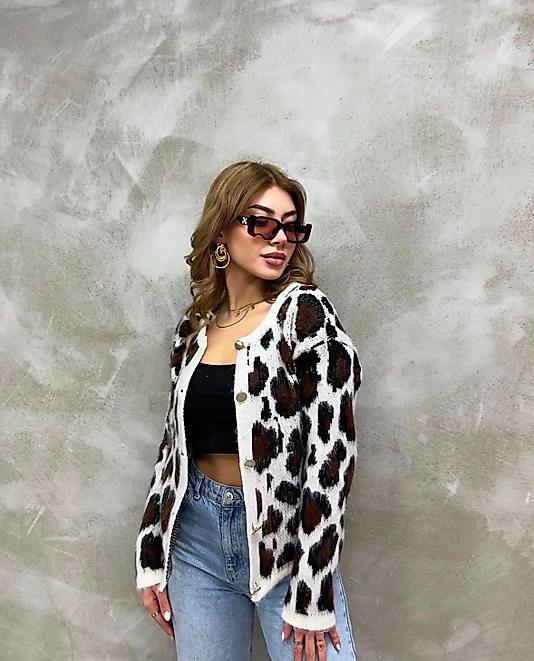 Leopar Hırka Gri fırsat ürünü