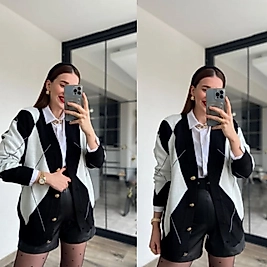 Baklava Desenli Uzun Hırka Lacivert