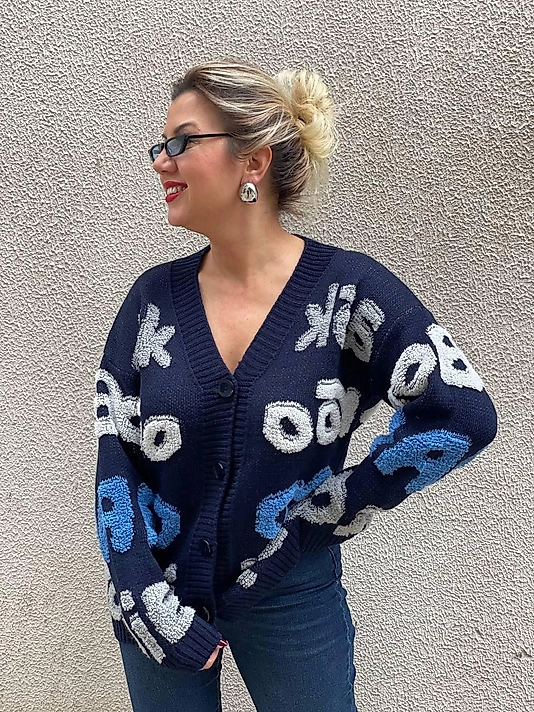 Yazılı Hırka,triko Laci