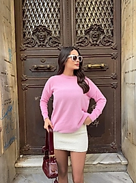 Oversize ,Yumuşak Standart Beden Pembe  Kazak