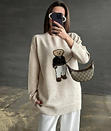 Teddy Ayıcıklı Kazak Krem